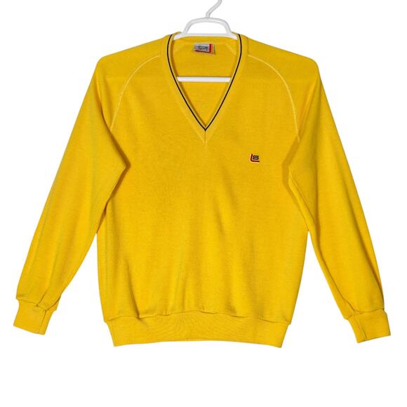 VTG‎ Pierre Sangan Sportz Sweater Mens L Knit V-Neck Retro Sport Ivy League Prep - Picture 2 of 8